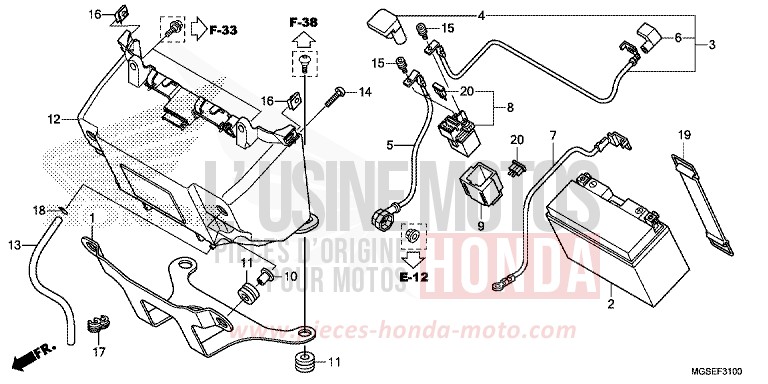 BATTERIE von NC700S DCT SEAL SILVER METALLIC (NHA14) von 2013